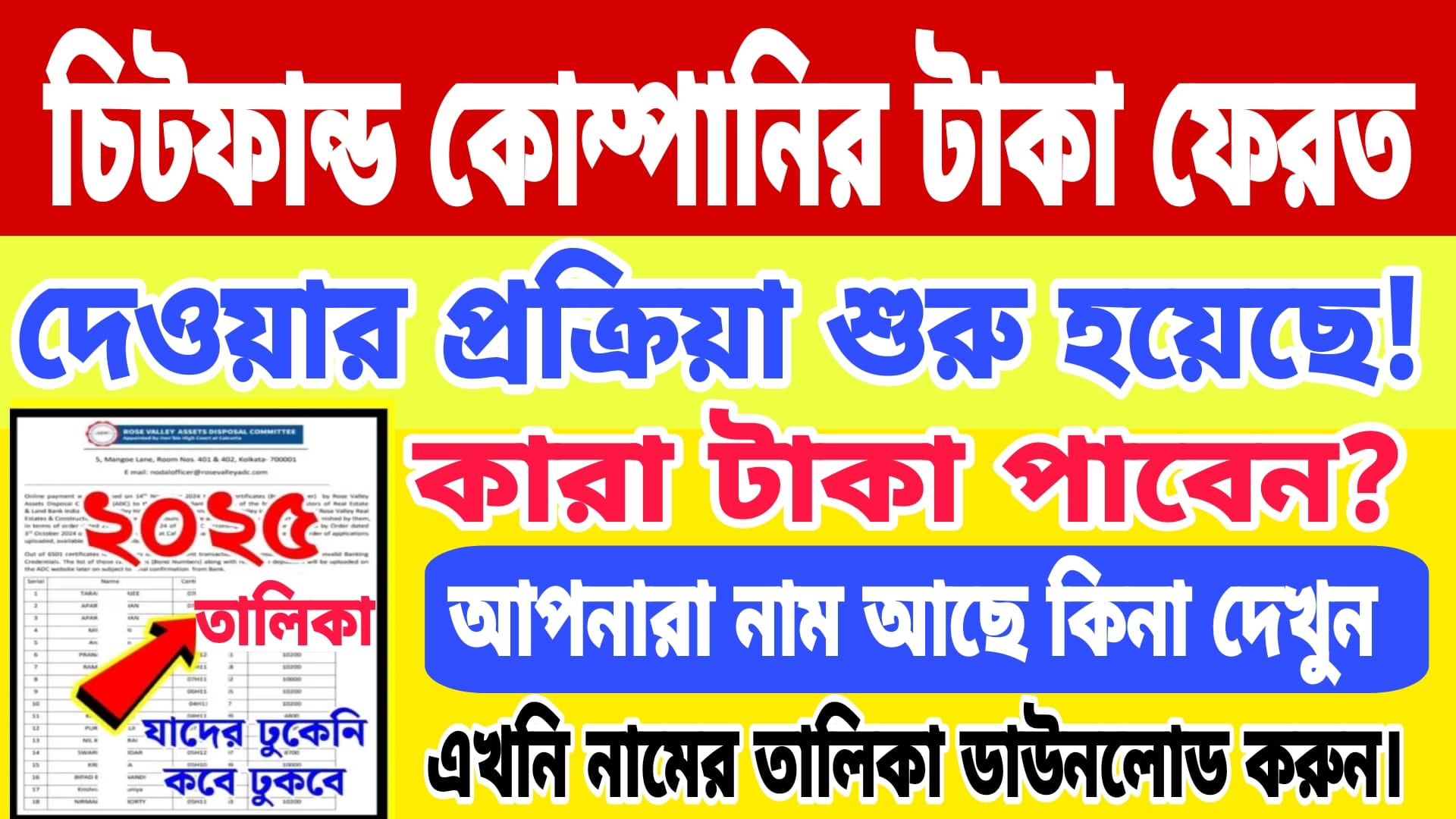 চিটফান্ড কোম্পানির টাকা ফেরত ২০২৫